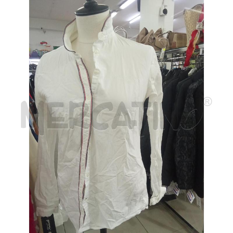 CAMICIA DONNA BIANCA BORDO BLU ROSSO TOMMY HILFIGER FITTED | Mercatino dell'Usato Benevento 1