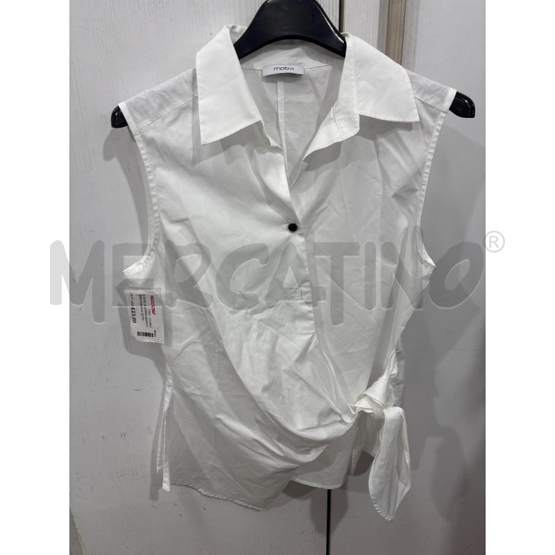 CAMICIA DONNA BIANCO GIROMANICA MOTIVI NODO IN VITA | Mercatino dell'Usato Benevento 1