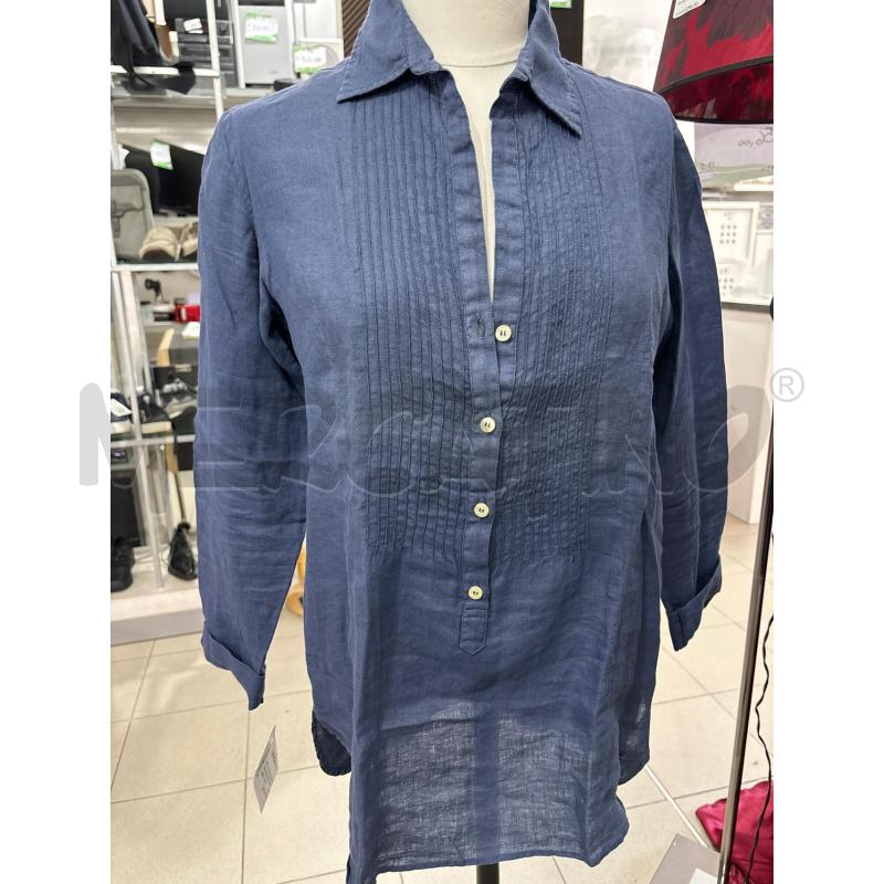 CAMICIA DONNA BLU MEZZI BOTTONI 100%LINO BROOKSFIELD | Mercatino dell'Usato Benevento 1