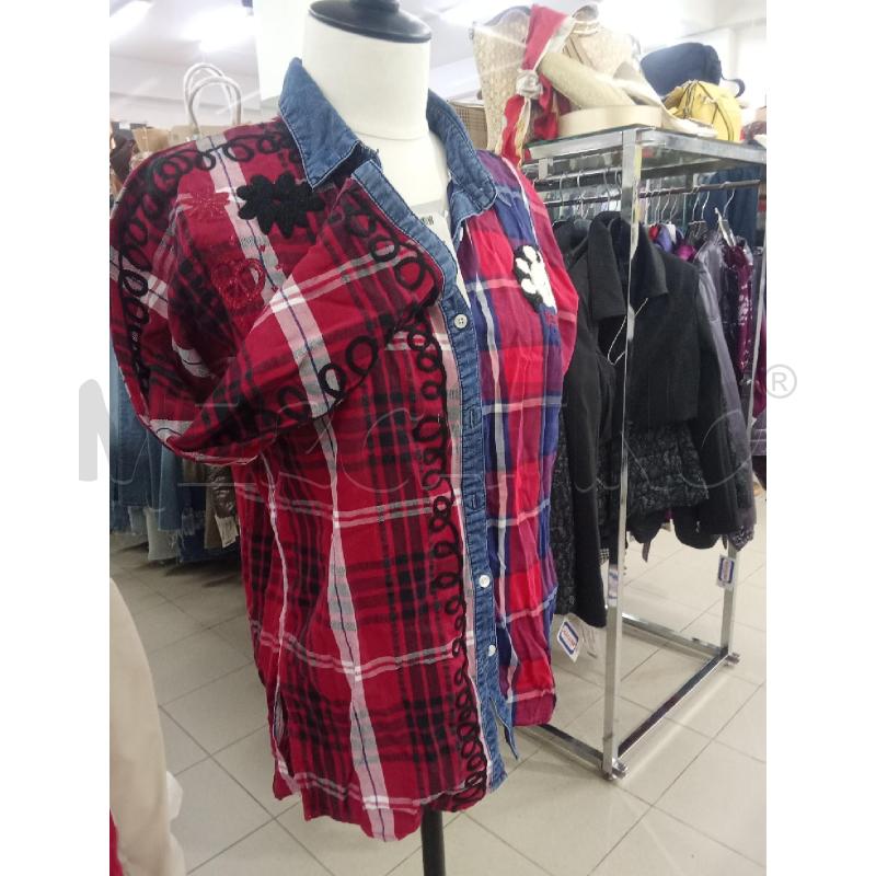 CAMICIA DONNA DESIGUAL ROSSA QUADRI COLLETTO DENIM | Mercatino dell'Usato Benevento 3