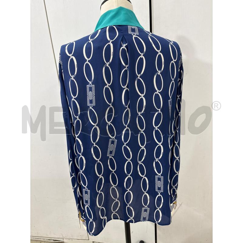 CAMICIA DONNA ELISABETTA FRANCHI BLU DIS. BIANCHI COLLETTO AZZURRO | Mercatino dell'Usato Benevento 3