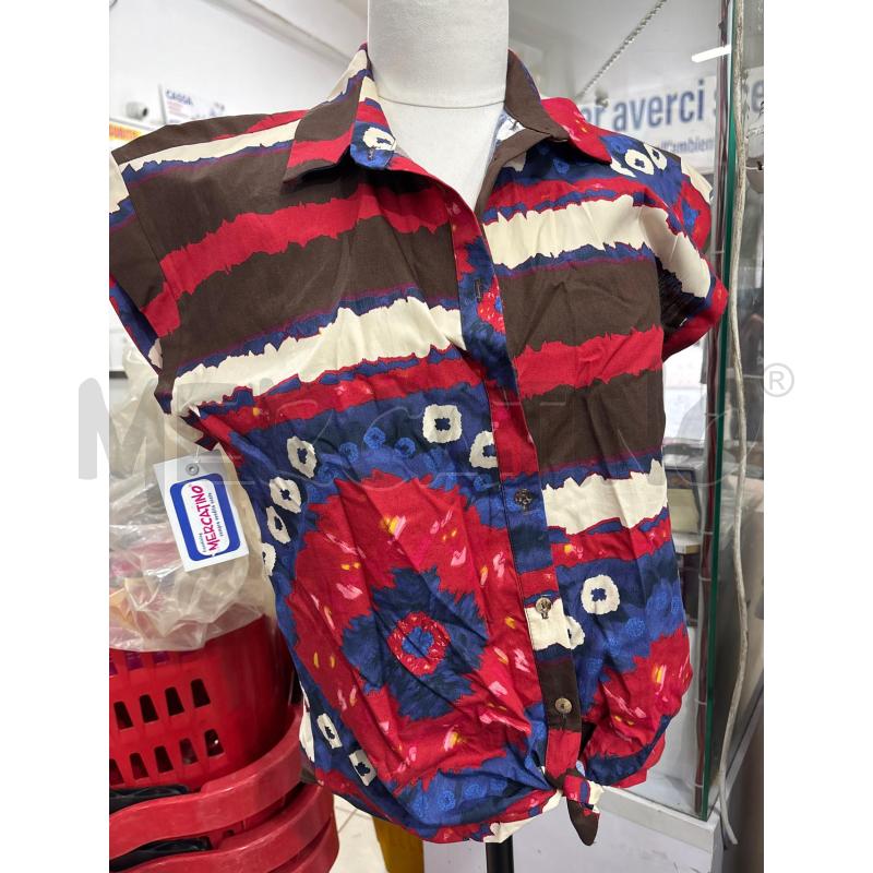 CAMICIA DONNA FANTASIA MARRONE BLU ROSSO MOTIVI  | Mercatino dell'Usato Benevento 1