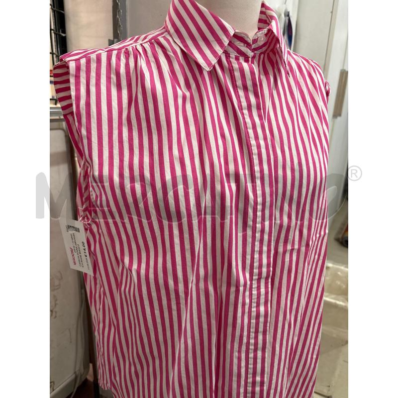 CAMICIA DONNA GIROMANICA RIGHE BIANCO FUCSIA PIOMBO | Mercatino dell'Usato Benevento 2