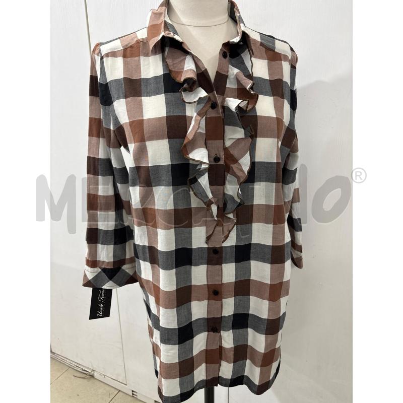 CAMICIA DONNA MARELLA QUADRI MARRONE BIANCO NERO CON VOILANT | Mercatino dell'Usato Benevento 1