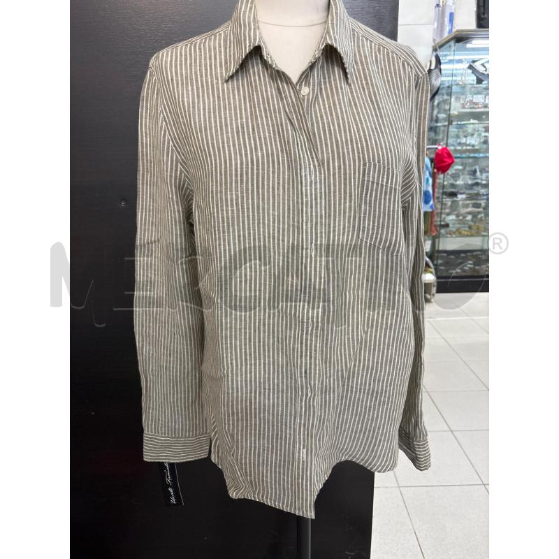 CAMICIA DONNA WEEKEND MAXMARA LINO GRIGIO RIGHE BIANCHE | Mercatino dell'Usato Benevento 1