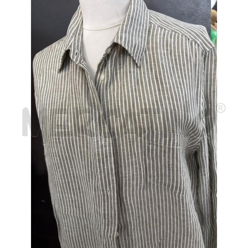 CAMICIA DONNA WEEKEND MAXMARA LINO GRIGIO RIGHE BIANCHE | Mercatino dell'Usato Benevento 3
