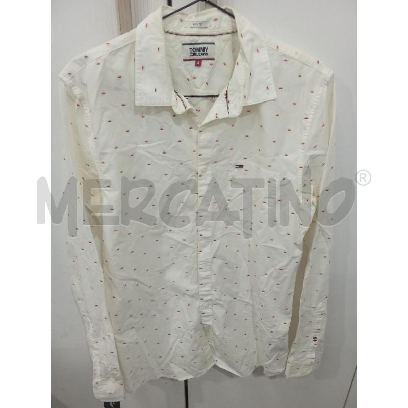 CAMICIA UOMO BIANCA INSERTI ROSSI TOMMY JEANS SLIM FIT | Mercatino dell'Usato Benevento 1