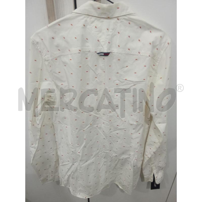 CAMICIA UOMO BIANCA INSERTI ROSSI TOMMY JEANS SLIM FIT | Mercatino dell'Usato Benevento 3