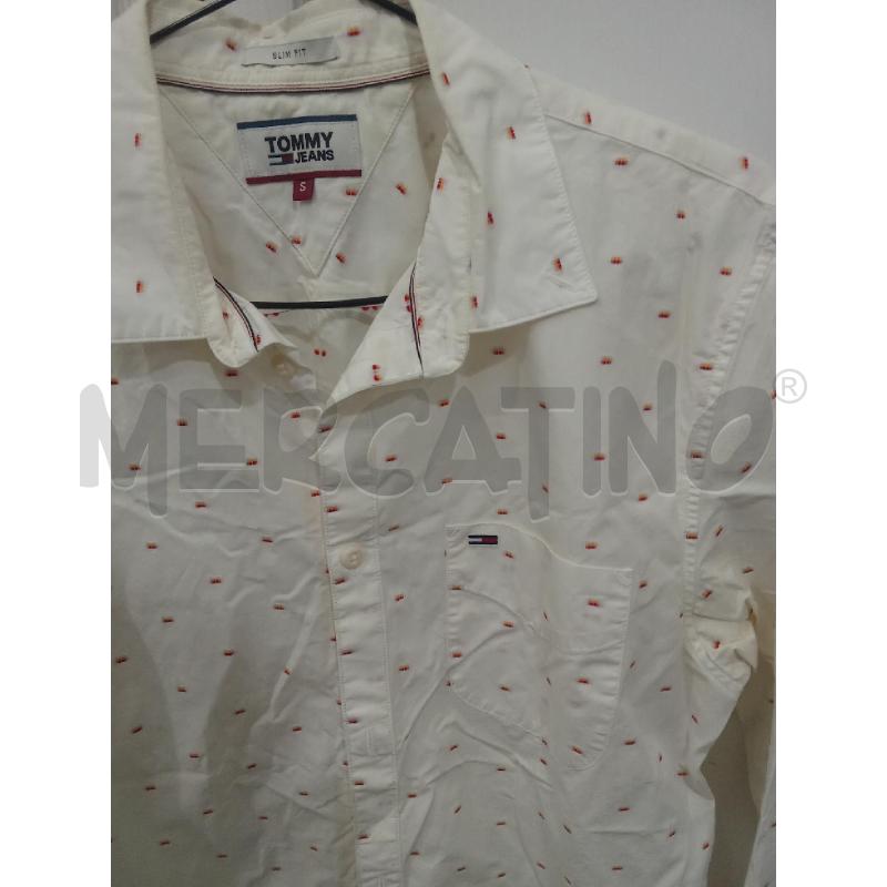 CAMICIA UOMO BIANCA INSERTI ROSSI TOMMY JEANS SLIM FIT | Mercatino dell'Usato Benevento 4