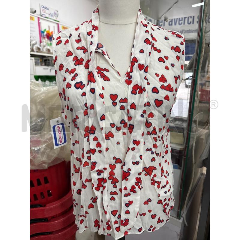 CANOTTA DONNA BIANCO CUORI ROSSI MOTIVI SCIARPINA COLLO | Mercatino dell'Usato Benevento 1