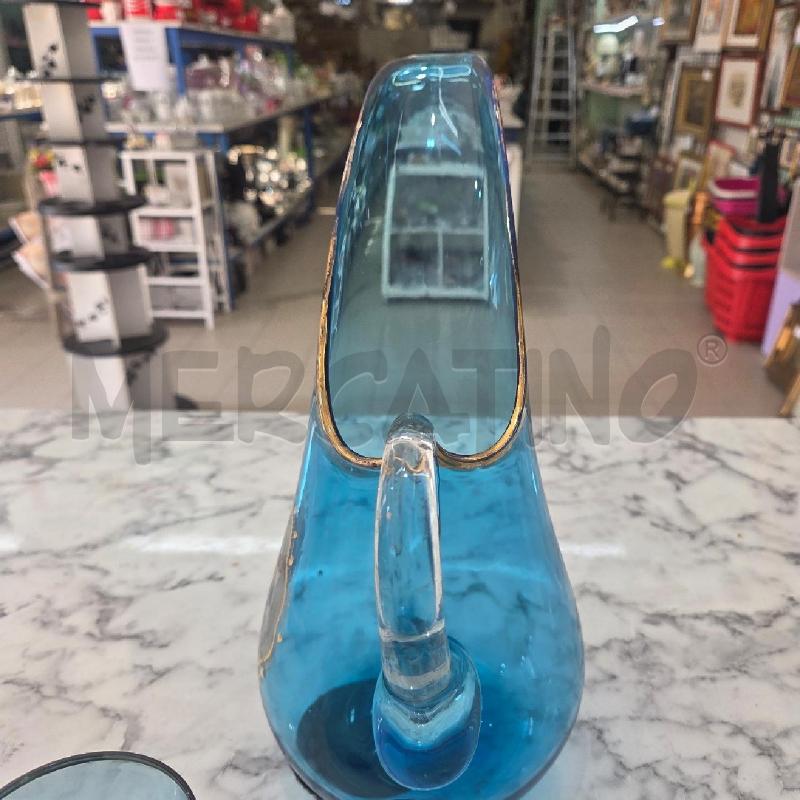 CARAFFA VETRO AZZURRA+BICCHIERI DISEGNO OMINO | Mercatino dell'Usato Benevento 4