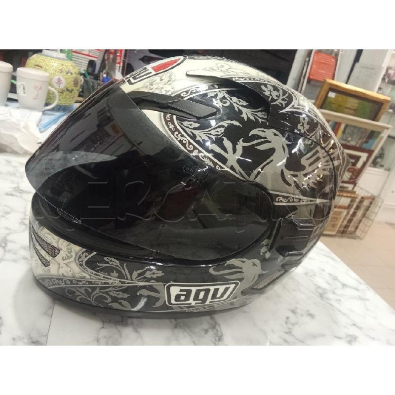 CASCO MOTO NERO BIANCO DISEGNI AGV | Mercatino dell'Usato Benevento 3