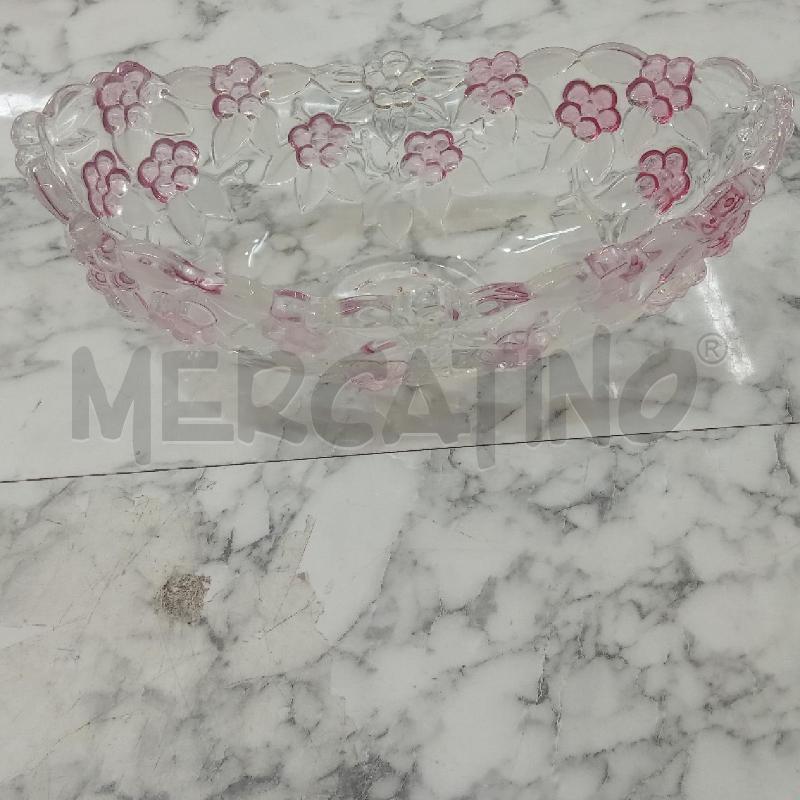 CENTROTAVOLA FORMA BARCA VETRO FIORELLINI ROSA TRASPARENTI | Mercatino dell'Usato Benevento 1