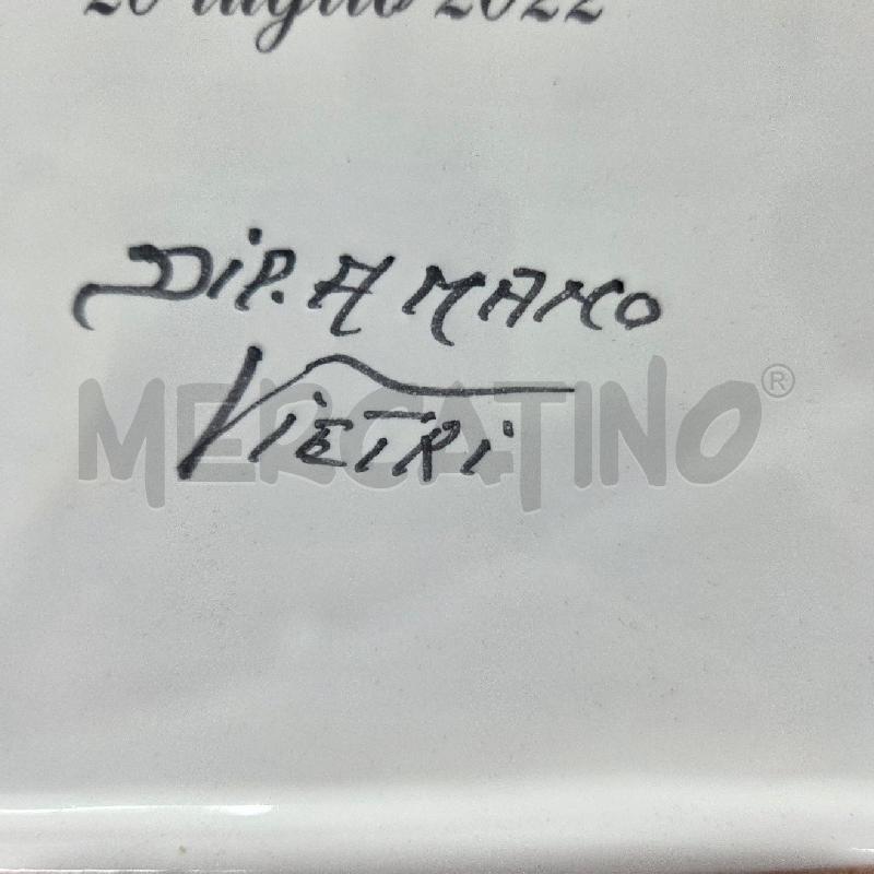CENTROTAVOLA TERRACOTTA QUADRATO BLU BIANCO FIORI GIALLI | Mercatino dell'Usato Benevento 3