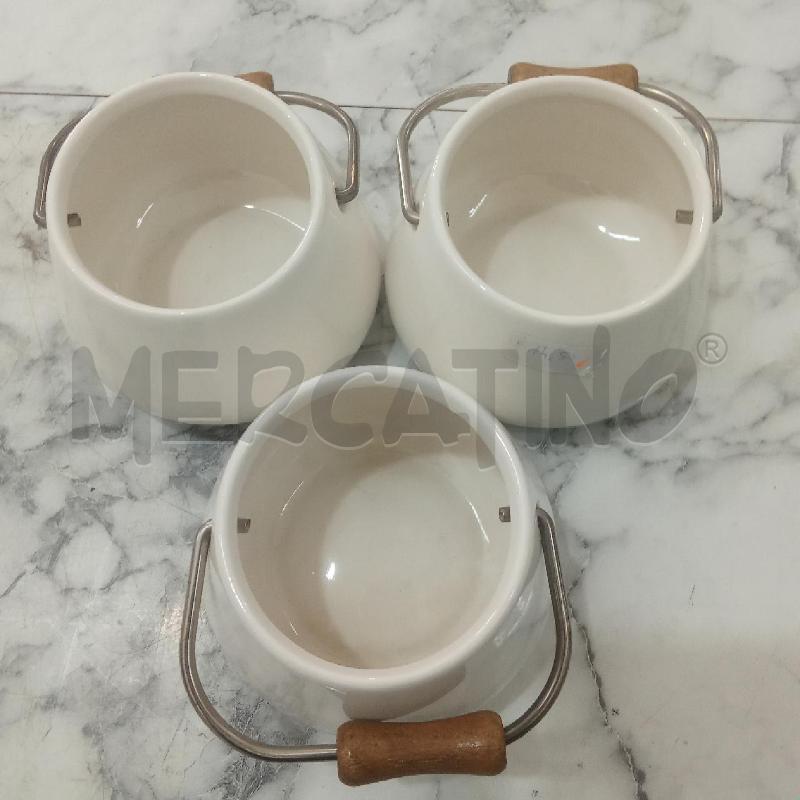 CESTINO TRIS CER BIANCA VILLEROY BOCH MANICO LEGNO | Mercatino dell'Usato Benevento 1