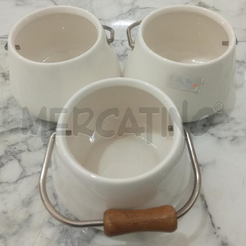 CESTINO TRIS CER BIANCA VILLEROY BOCH MANICO LEGNO | Mercatino dell'Usato Benevento 2