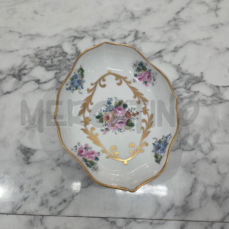 CIOTOLINA PORCELLANA BIANCA BORDO DORATO FIORI PIEDINI | Mercatino dell'Usato Benevento 1