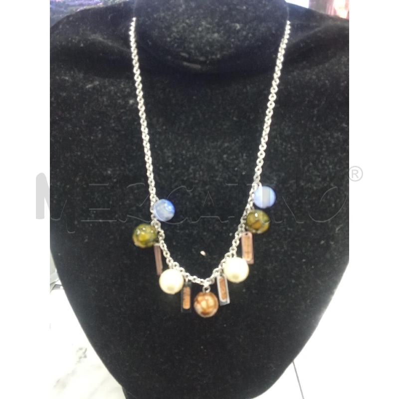 COLLANA ALVIERO MARTINI SFERE VERDE BIANCO AZZURRO MARRONE  | Mercatino dell'Usato Benevento 1