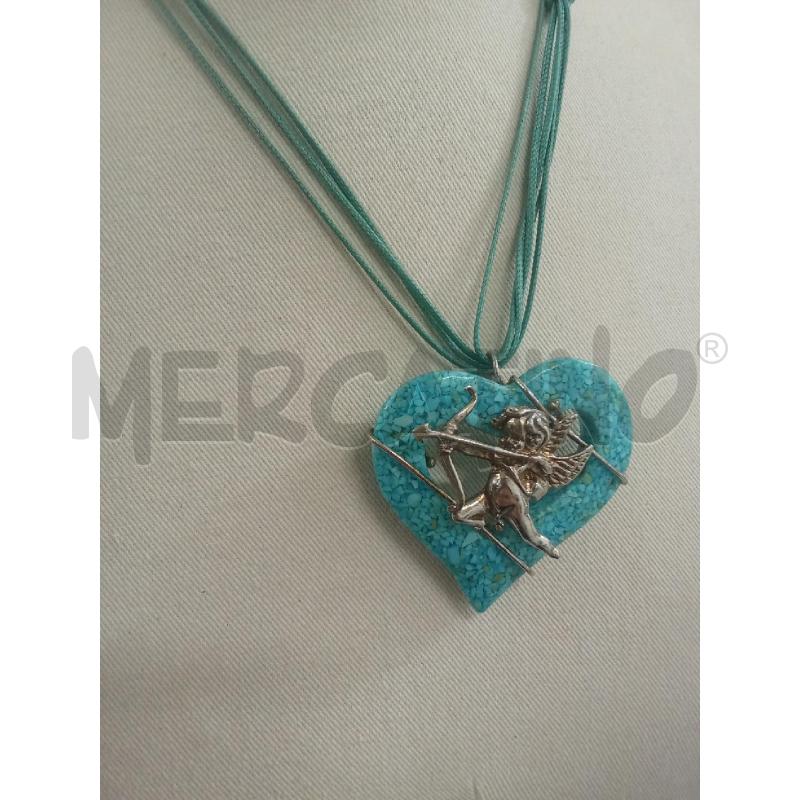 COLLANA AZZURRA A. CUORE CON CUPIDO | Mercatino dell'Usato Benevento 2