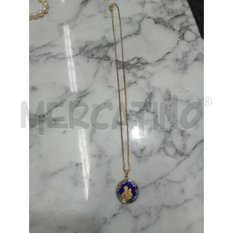 COLLANA CATENINA SOTTILE CIONDOLO VETRO BLU CON FIORI COLORATI MURRINA SANT'ANTONIO | Mercatino dell'Usato Benevento 1