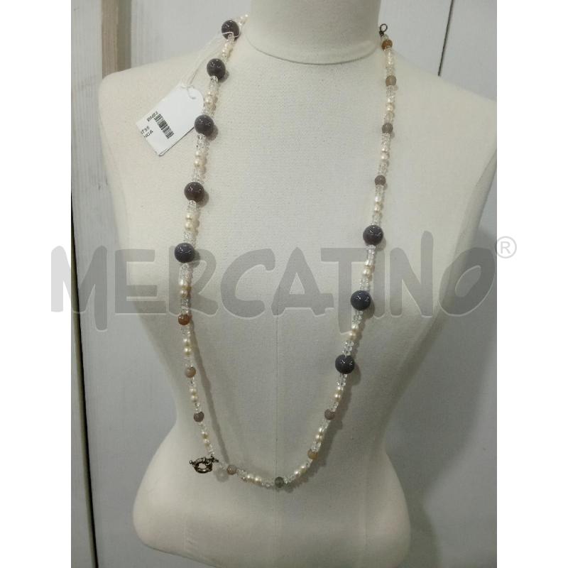 COLLANA DOPPIA BIANCA CON PERLINE TRASPARENTI E GRIGIO  | Mercatino dell'Usato Benevento 1