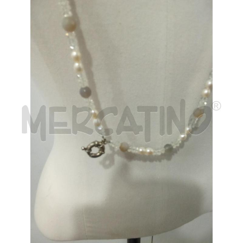 COLLANA DOPPIA BIANCA CON PERLINE TRASPARENTI E GRIGIO  | Mercatino dell'Usato Benevento 2