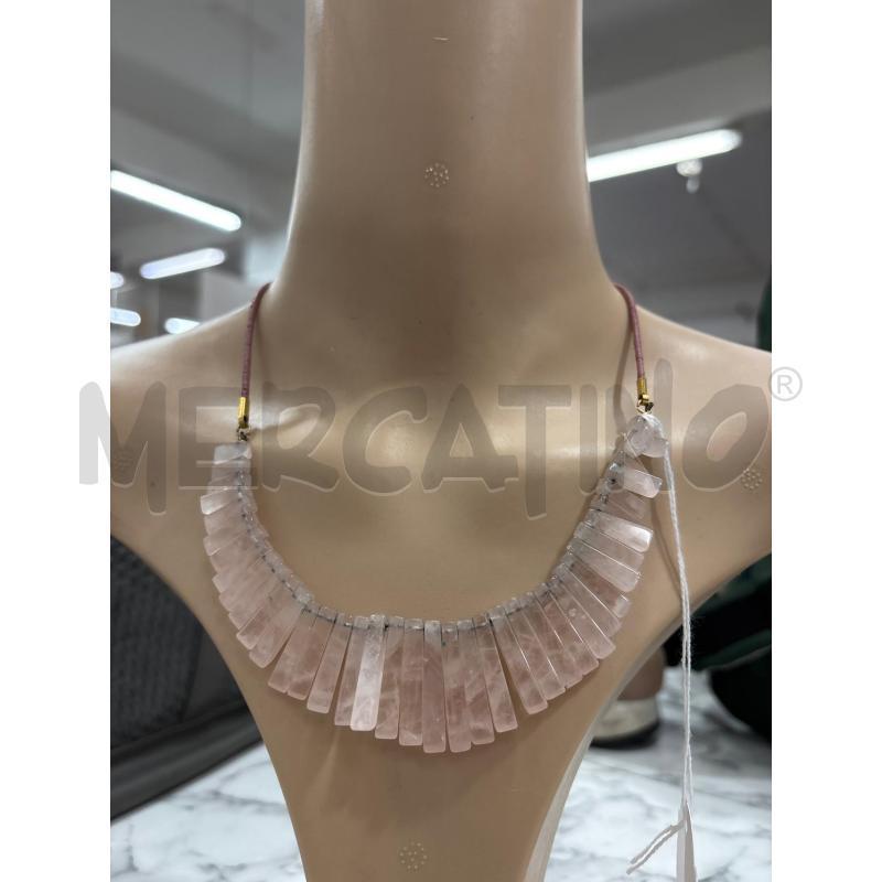 COLLANA GIROCOLLO ROSA PENDENTE TIPO FRANGE PIETRA  | Mercatino dell'Usato Benevento 1