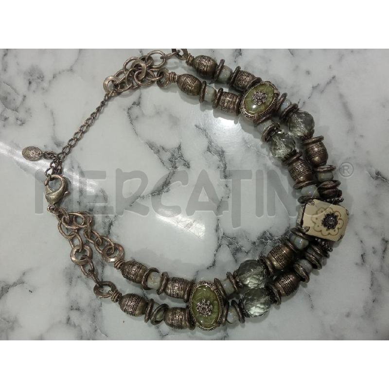 COLLANA GRIGIA GIROCOLLO VINTAGE DOPPIO FILO LES GENE DI SUD | Mercatino dell'Usato Benevento 1