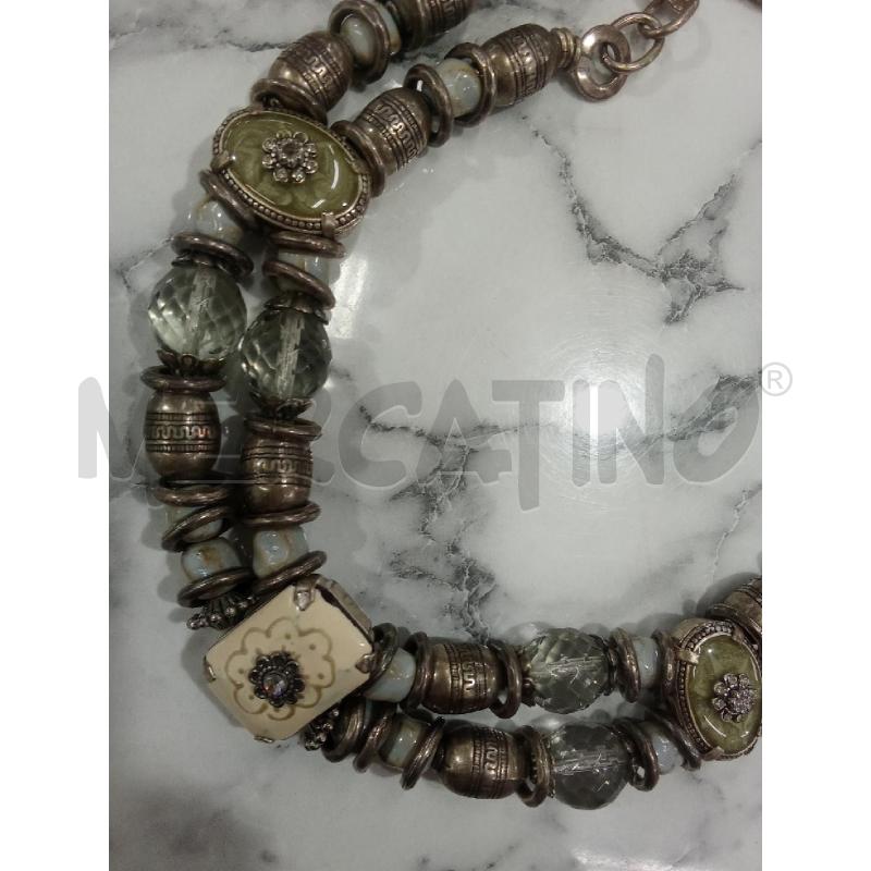 COLLANA GRIGIA GIROCOLLO VINTAGE DOPPIO FILO LES GENE DI SUD | Mercatino dell'Usato Benevento 3