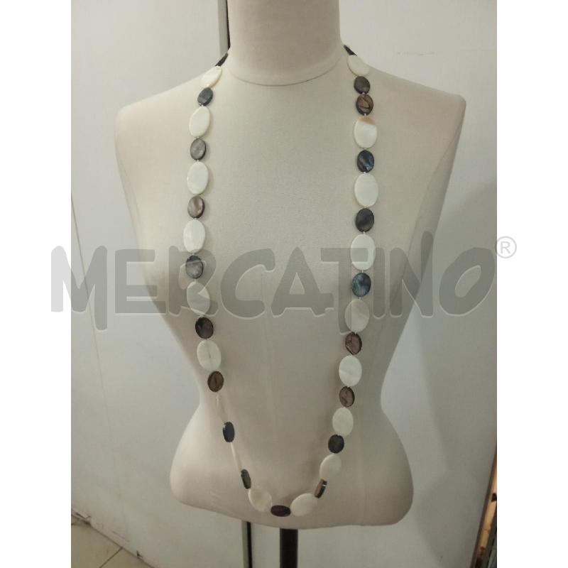 COLLANA LUNGA PIETRE BIANCHE E GRIGIO MARRONI DISCETTO | Mercatino dell'Usato Benevento 1