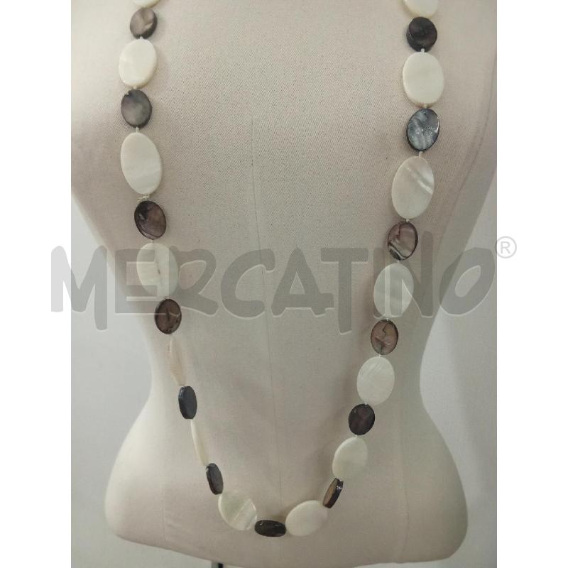 COLLANA LUNGA PIETRE BIANCHE E GRIGIO MARRONI DISCETTO | Mercatino dell'Usato Benevento 3
