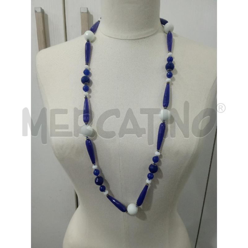 COLLANA LUNGA PIETRE BIANCHE  E BLU  | Mercatino dell'Usato Benevento 1