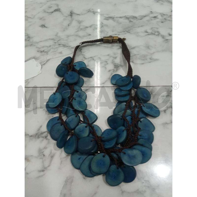 COLLANA MARRONE CIONDOLI BLU MARIA ORTICIA | Mercatino dell'Usato Benevento 1