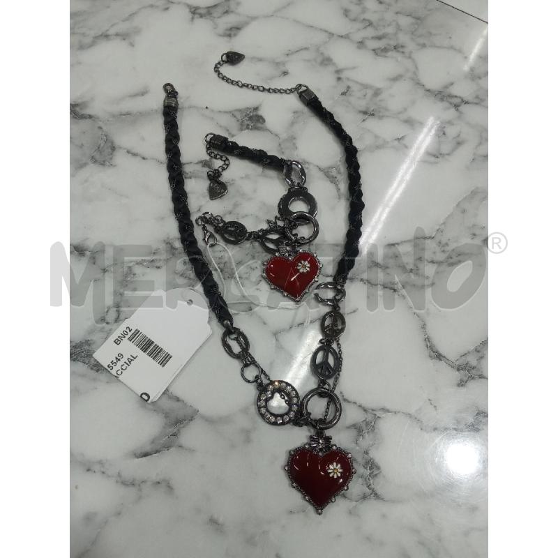 COLLANA NERA+BRACCIALE CON CUORE ROSSO HARD ROCK | Mercatino dell'Usato Benevento 1