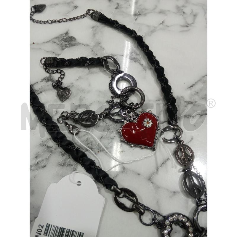 COLLANA NERA+BRACCIALE CON CUORE ROSSO HARD ROCK | Mercatino dell'Usato Benevento 2