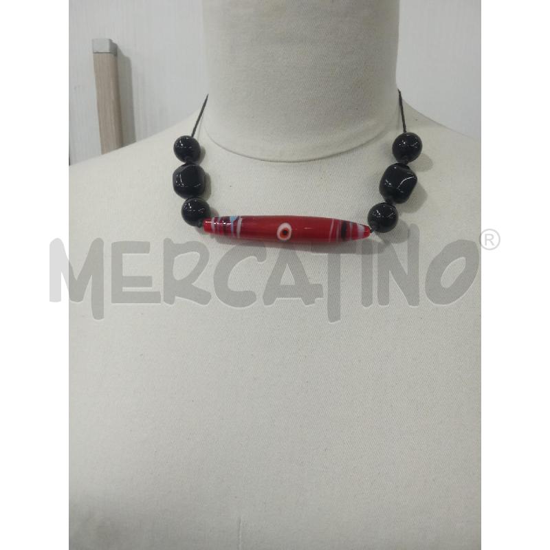 COLLANA PIETRE NERE CON CIONDOLO OCCHIO ROSSO  | Mercatino dell'Usato Benevento 1