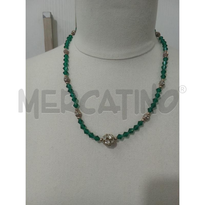COLLANA SWAROSKINI VERDI E PALLINA STRASS CENTRALE  | Mercatino dell'Usato Benevento 1