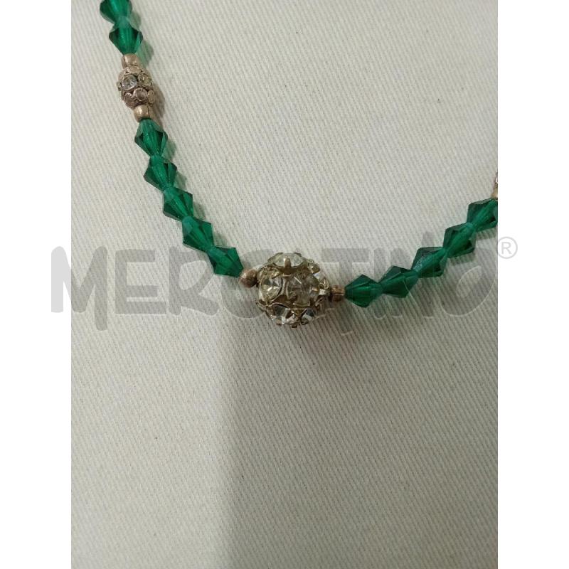 COLLANA SWAROSKINI VERDI E PALLINA STRASS CENTRALE  | Mercatino dell'Usato Benevento 3