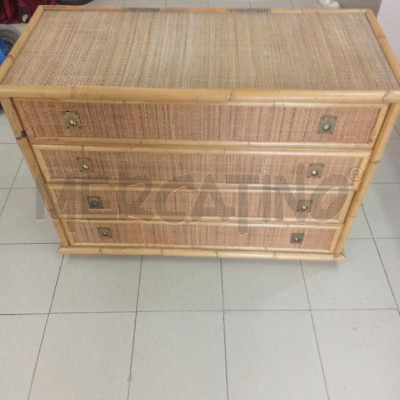 COMO' VINTAGE RATTAN 4 CASSETTI | Mercatino dell'Usato Benevento 1