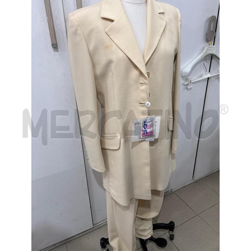 COMPLETO DONNA BEIGE GIACCA LUNGA 4 BOTTONI + PANTALONE EVAMODA | Mercatino dell'Usato Benevento 1
