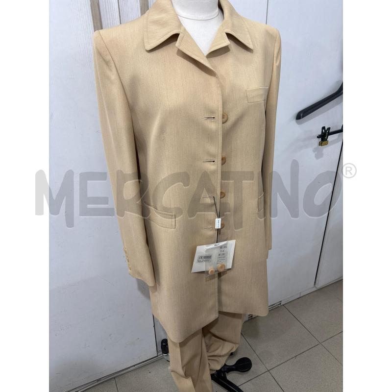 COMPLETO DONNA BEIGE GIACCA LUNGA 4 BOTTONI + PANTALONE GIULIA CASALI | Mercatino dell'Usato Benevento 1