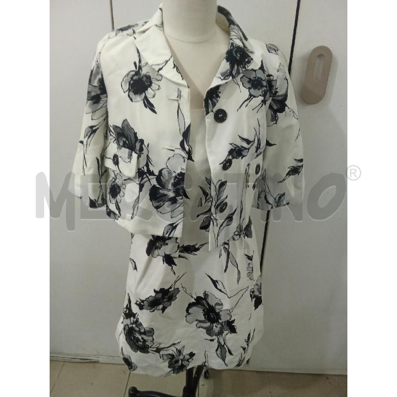 COMPLETO DONNA BIANCO E NERO FIORI VESTITO CAMPANA+COPRISPALLA | Mercatino dell'Usato Benevento 1