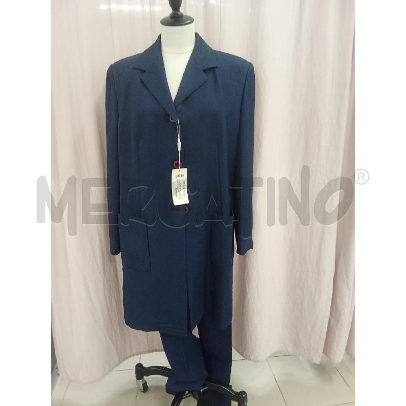 COMPLETO DONNA BLU GIACCA LUNGA TRE BOTTONI+ PANTALONE SENSAZIONI | Mercatino dell'Usato Benevento 1
