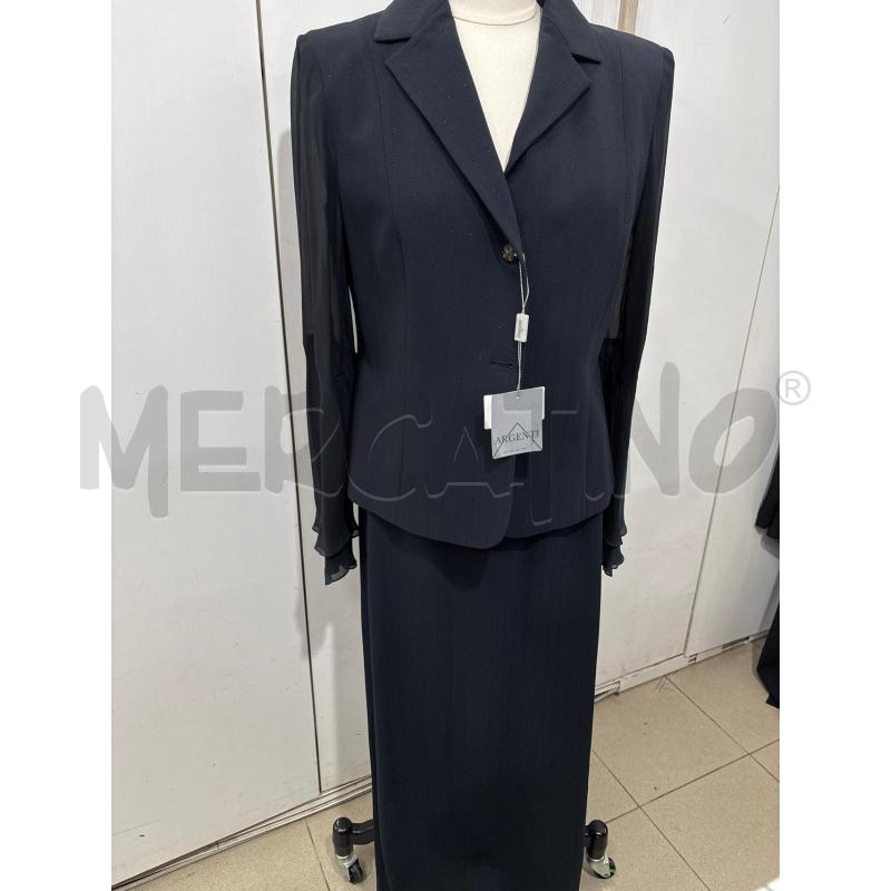 COMPLETO DONNA BLU GONNA LUNGA CON SPACCO + GIACCA MANICA VELO STRASS  | Mercatino dell'Usato Benevento 1