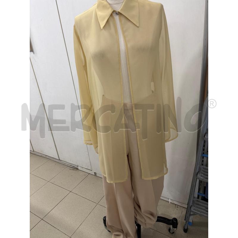 COMPLETO DONNA ELEGANTE 3PX GIALLO BEIGE SPOLVERINO PANTALONE TOP  | Mercatino dell'Usato Benevento 1
