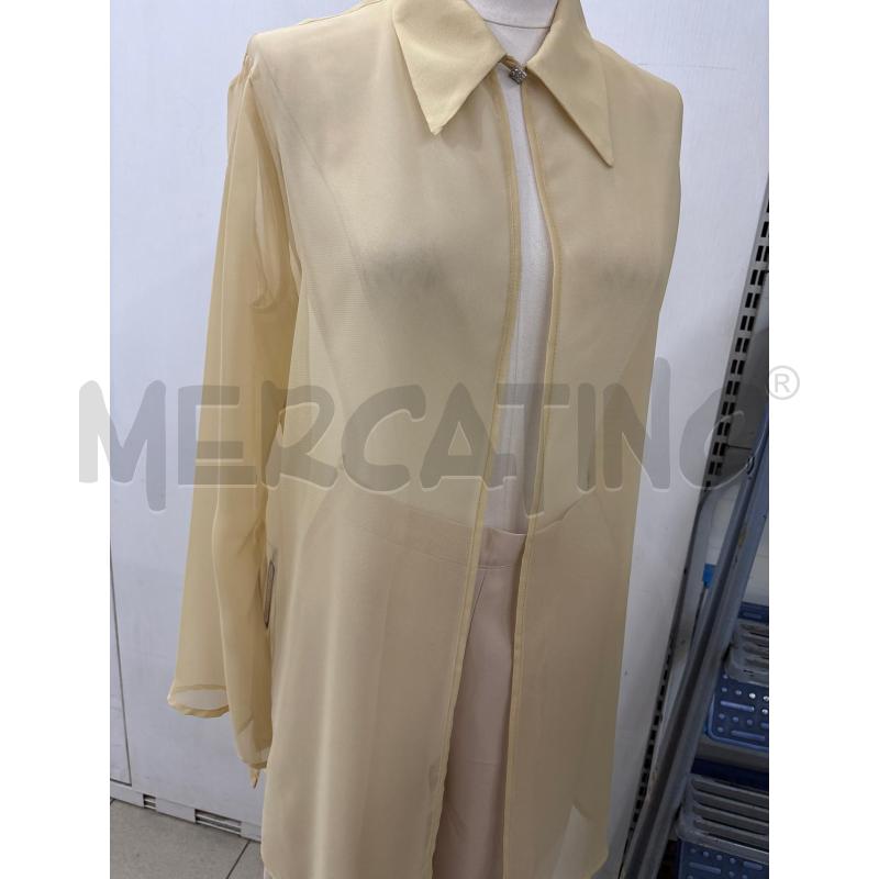 COMPLETO DONNA ELEGANTE 3PX GIALLO BEIGE SPOLVERINO PANTALONE TOP  | Mercatino dell'Usato Benevento 2