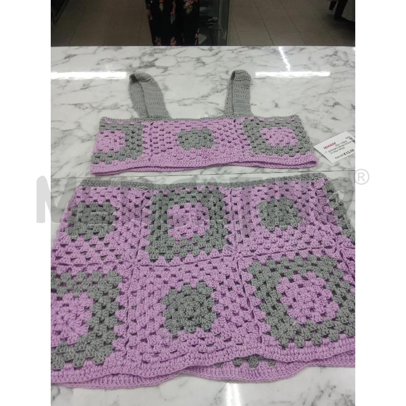 COMPLETO DONNA RICAMATO VIOLA GRIGIO GONNA+TOP | Mercatino dell'Usato Benevento 1