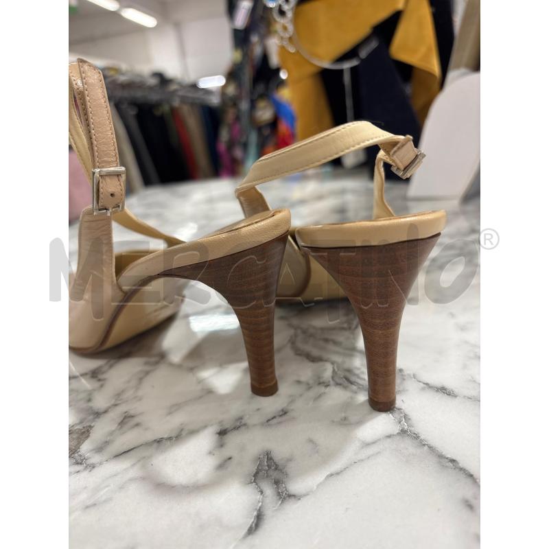 DECOLLETE BEIGE PELLE SI TACCO SLINGBACK  | Mercatino dell'Usato Benevento 3