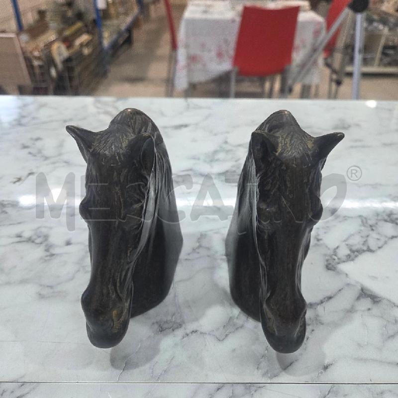 FERMA LIBRI COPPIA TESTA DI CAVALLO BRONZATI | Mercatino dell'Usato Benevento 1