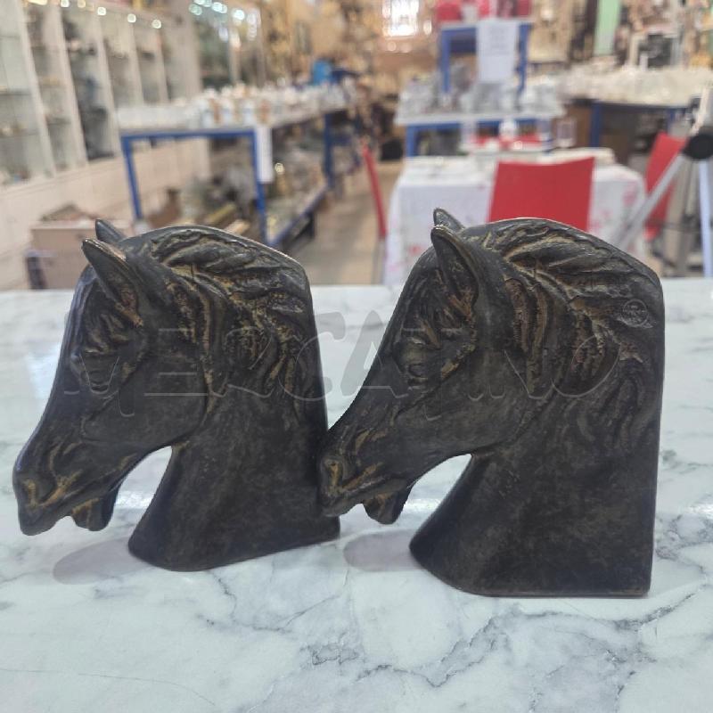 FERMA LIBRI COPPIA TESTA DI CAVALLO BRONZATI | Mercatino dell'Usato Benevento 2